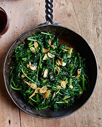 Sautéed spinach with lemon-and-garlic olive oil