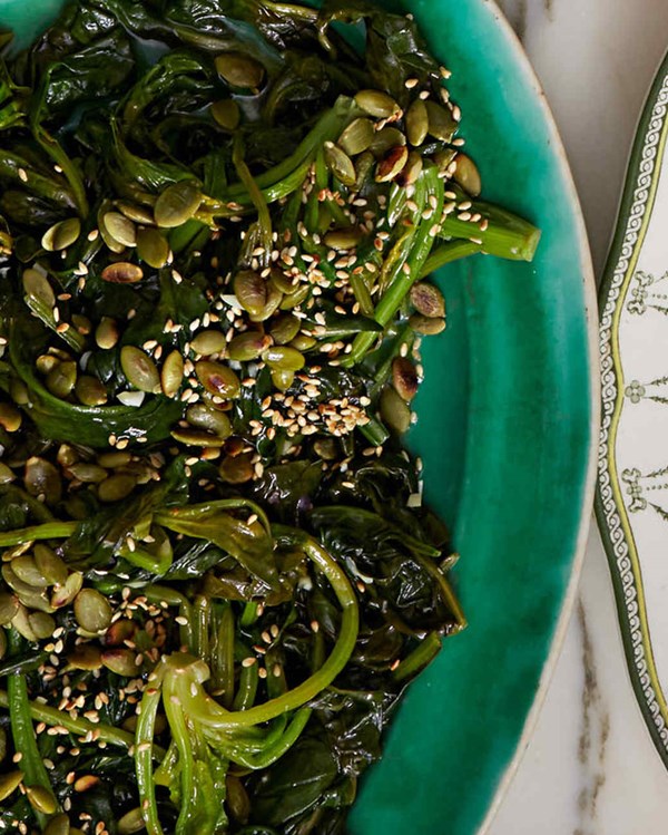 Sautéed spinach with pepitas and sesame seeds