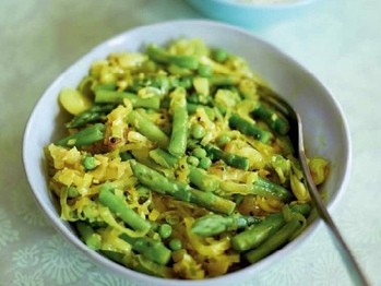 Sautéed spring vegetables with spices