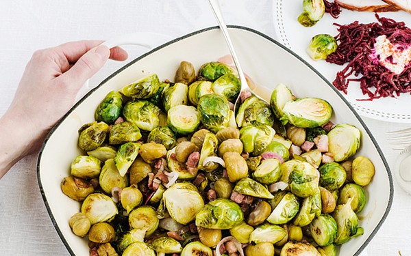 Sautéed sprouts with pancetta and chestnuts