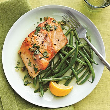 Sautéed striped bass with lemon-caper sauce