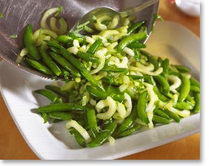 Sautéed sugar snap peas & cucumbers in warm mint vinaigrette