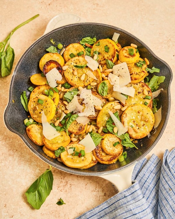 Sautéed summer squash with basil and Parmesan