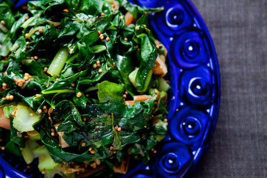 Sautéed Swiss chard with mustard seeds