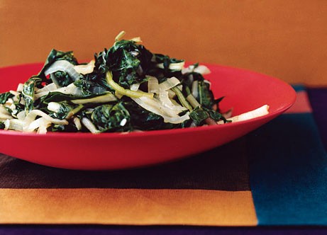 Sautéed Swiss chard with onions