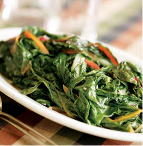 Sautéed Swiss chard with slivered almonds and browned butter