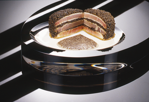 Sautéed swordfish & osetra cakes with caviar sauce