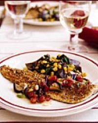 Sautéed trout fillets with a pumpkin seed crust