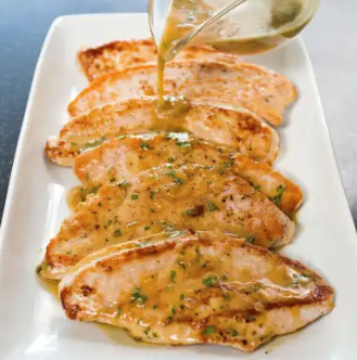 Sautéed turkey cutlets with honey mustard and tarragon pan sauce
