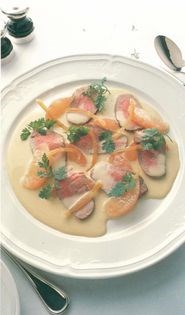 Sauteed veal steak with a sauce of pink grapefruit [Ian McAndrew]