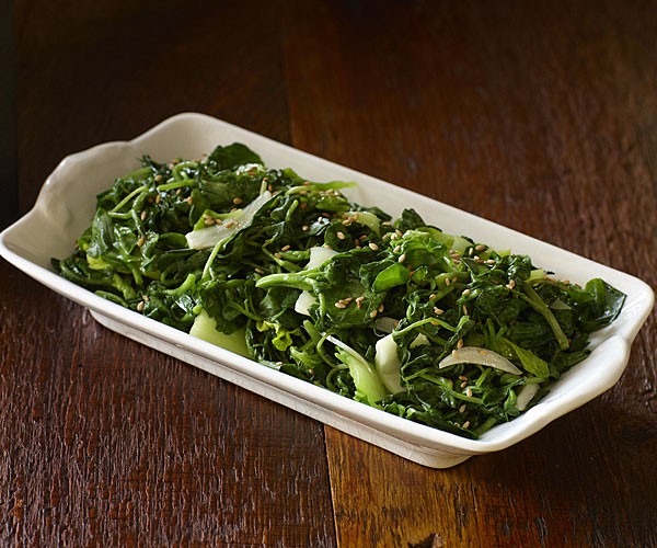 Sautéed watercress and bok choy