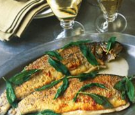 Sautéed whole  trout with sage and white wine