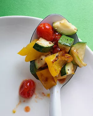 Sautéed zucchini, peppers, and tomatoes