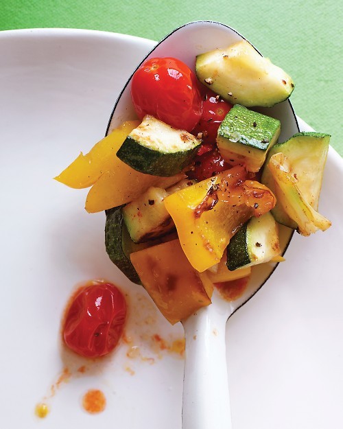 Sautéed zucchini, peppers, and tomatoes