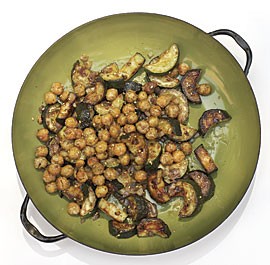 Sautéed zucchini with za'atar and crispy chickpeas