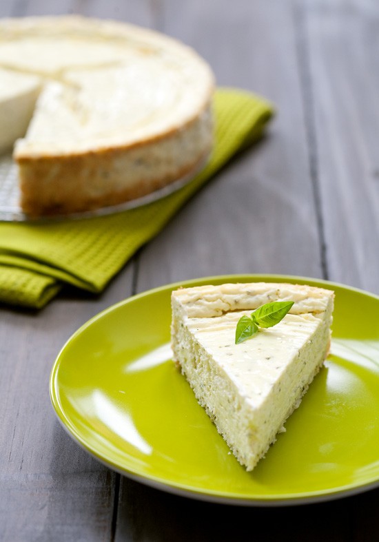 Savory basil and goat cheese cheesecake
