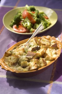 Savory bread and cheese bake