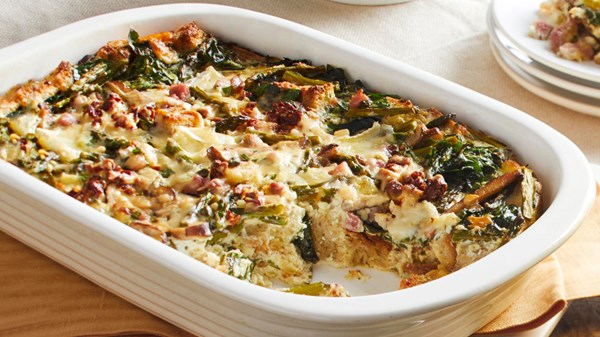 Savory bread pudding