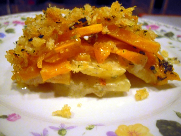 Savory butternut and Yukon gold gratin