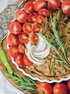 Savory caramelized onion and bean tart