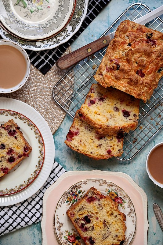 Savory cheddar and cranberry soda bread