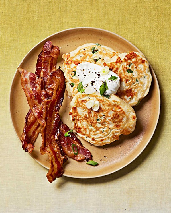 Savory cheddar-and-scallion pancakes