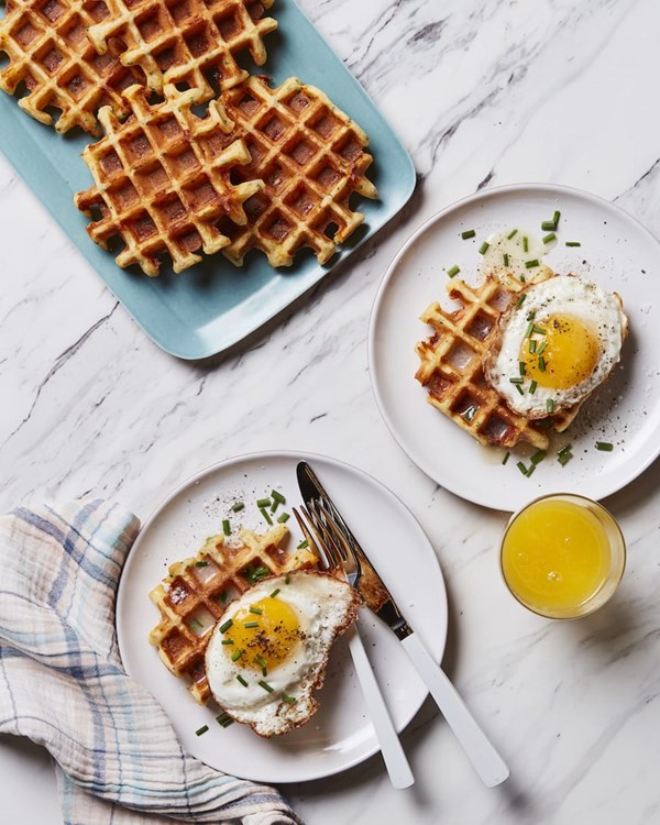 Savory cheesy herb waffles