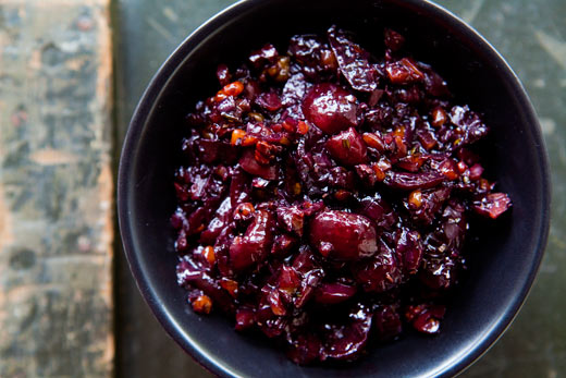 Savory cherry compote