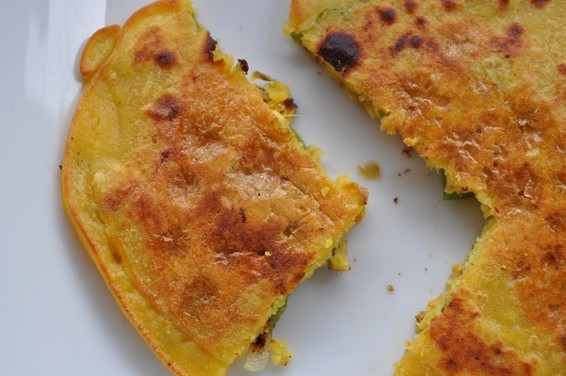 Savory chickpea flour crepes (Besan puda)
