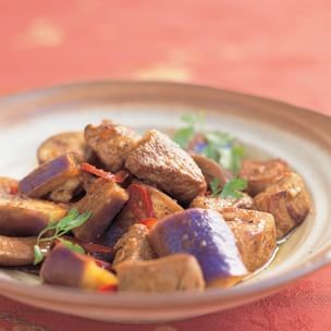Savory eggplant hot pot with pork