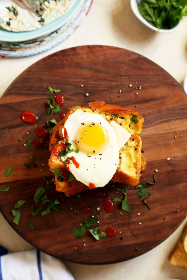Savory French toast with fried egg