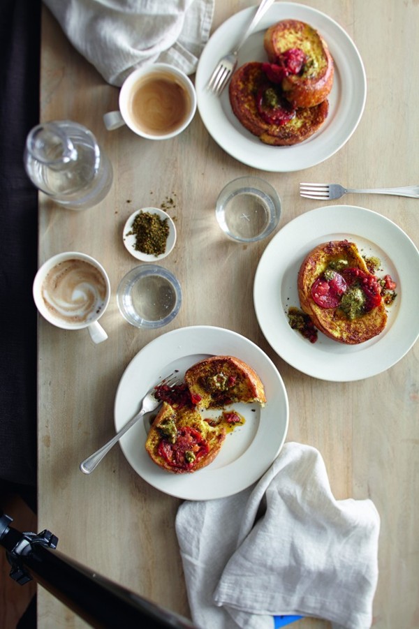Savory French toast with seared tomatoes and za'atar butter