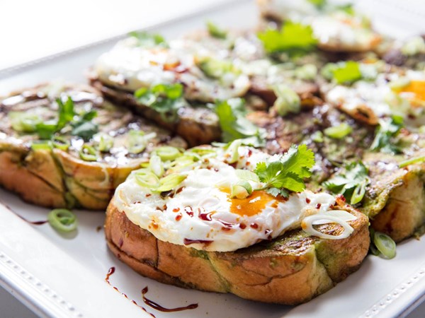 Savory green curry French toast