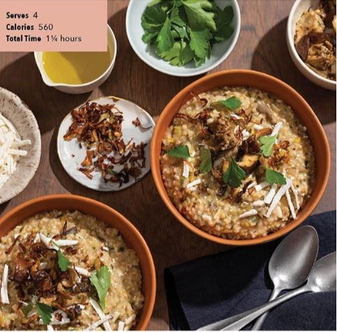 Savory oatmeal with sautéed wild mushrooms