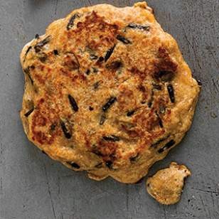 Savory pancakes with sausage, cheddar & wild rice