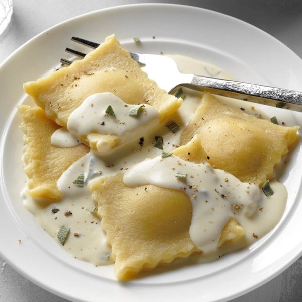 Savory pumpkin ravioli 
