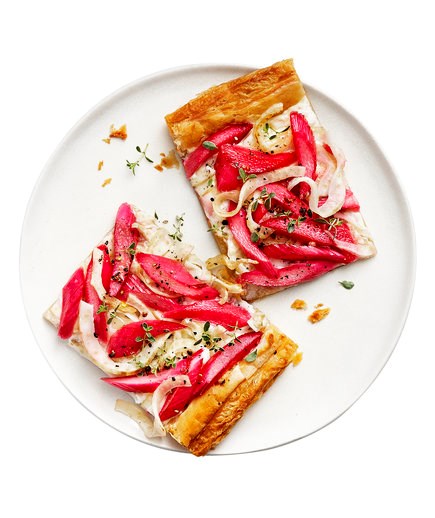 Savory rhubarb-fennel tart