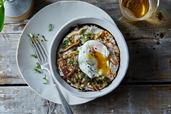 Savory ris-oat-to with poached egg