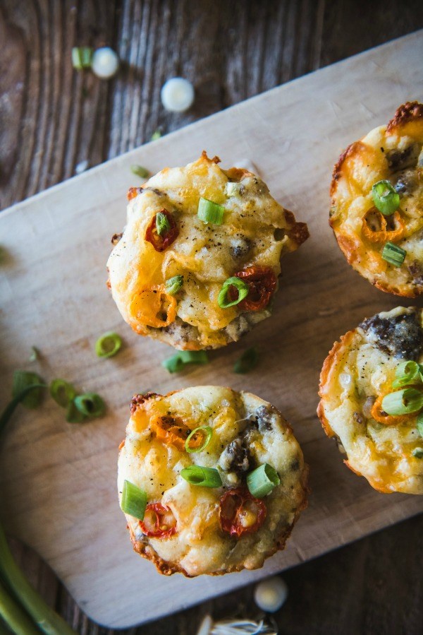 Savory sausage + cheddar muffins