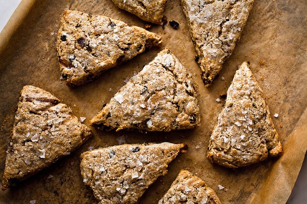 Savory scones with onion, currants and caraway