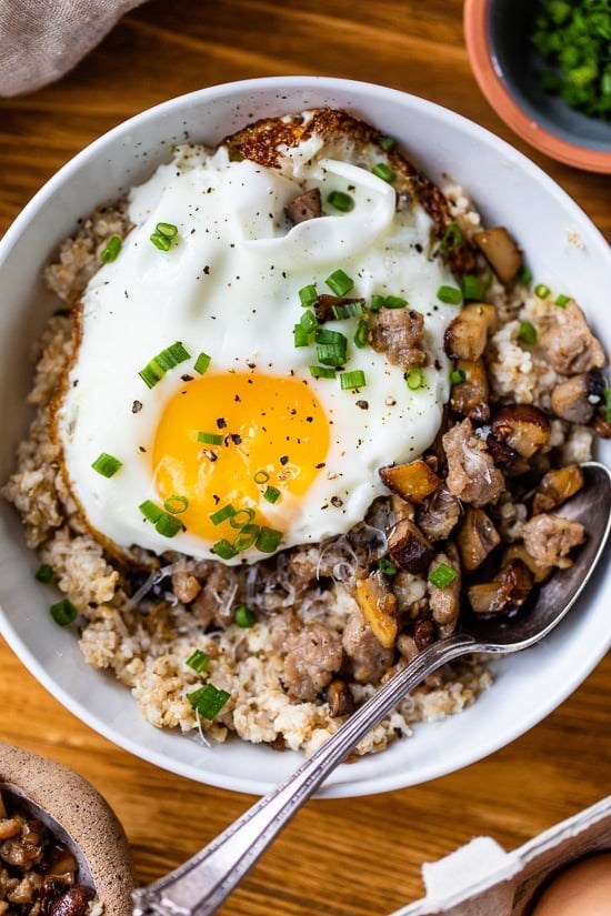 Savory steel cut oatmeal