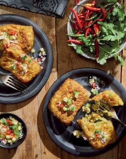 Savory stuffed pancakes (Martabak telur mini)