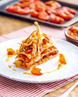Savory tomato Napoleon (Napoleon de tomate a la Mexicana)