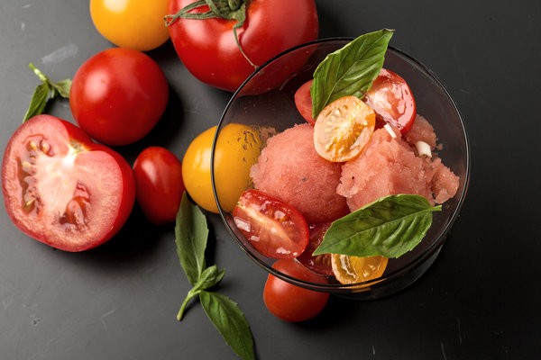 Savory tomato sorbet