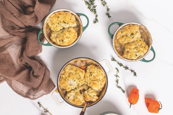 Savory vegetarian jerk pot pies