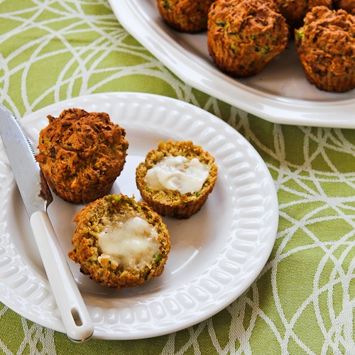 Savory whole wheat zucchini muffins with feta, Parmesan, and green onions