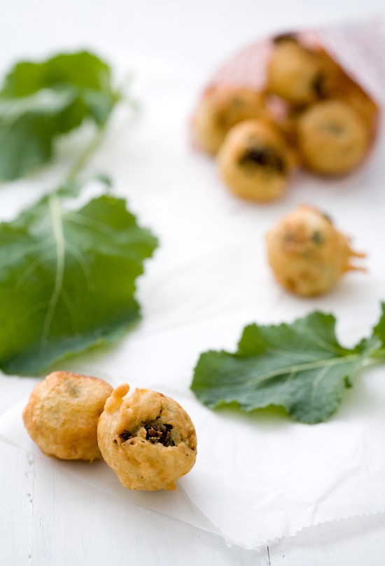 Savory winter green beignets