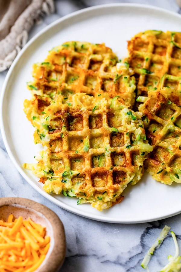 Savory zucchini waffles