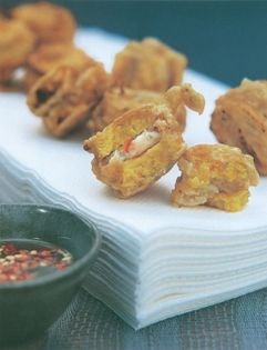 Savoury banana and prawn paste fritters