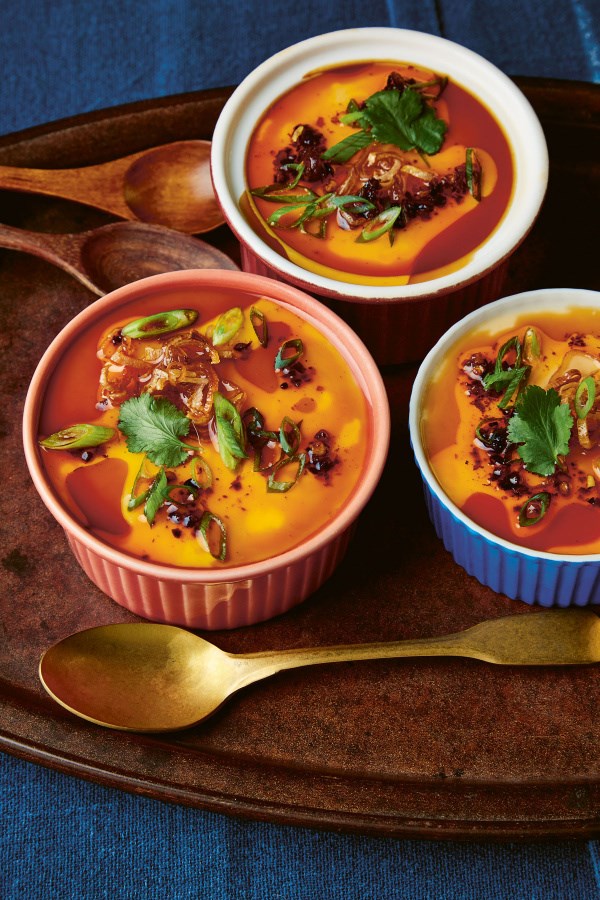 Savoury egg custard with soy and sesame